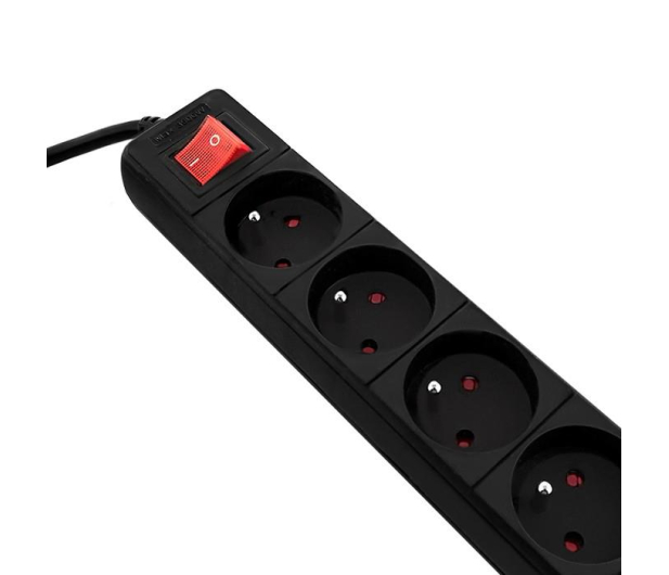 Qoltec Listwa antyprzepięciowa - 6 gniazd, 1,5m, czarna - 488582 - zdjęcie 2